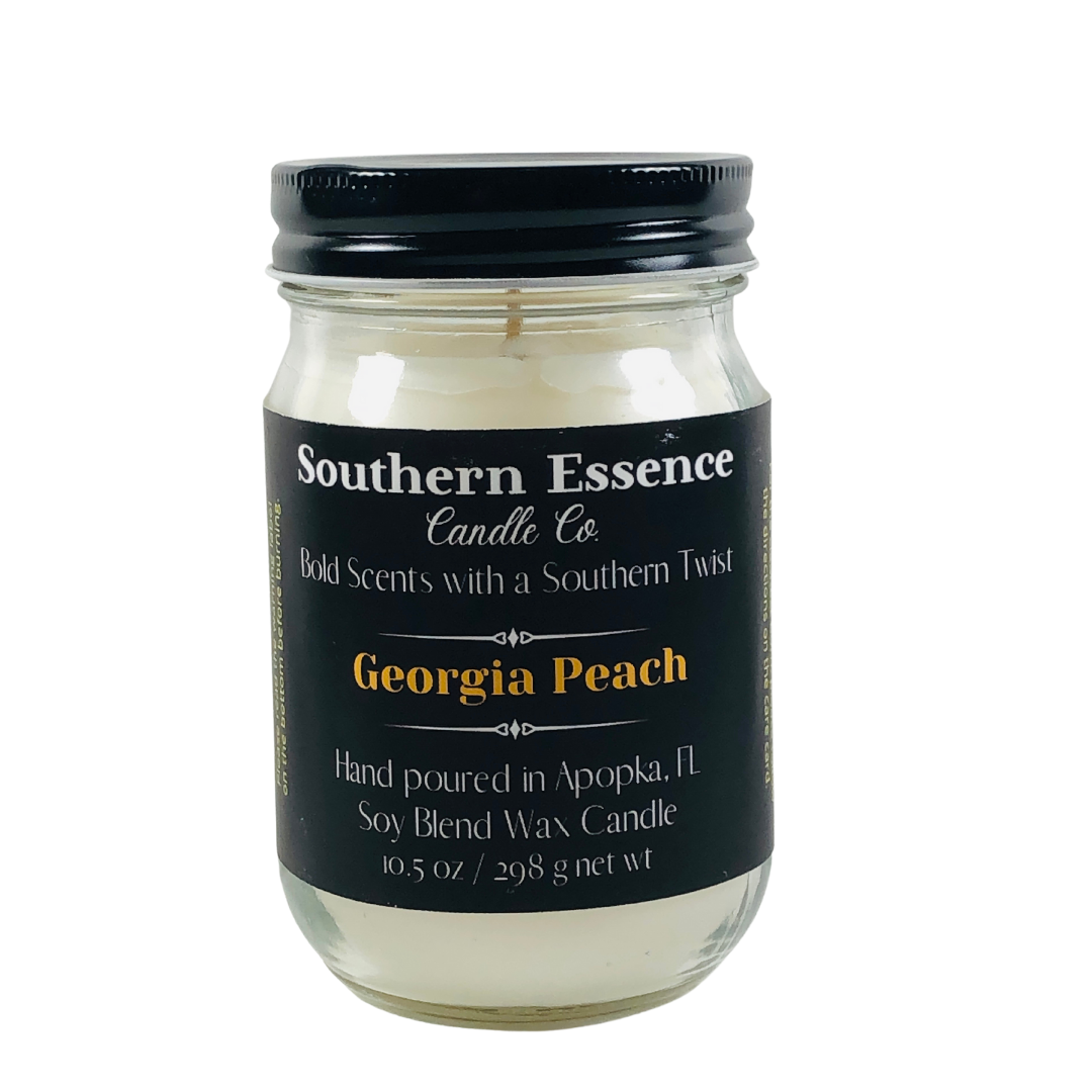 Georgia Peach Scented Candle Glass Candle Candle Gift Idea 100% Soy Candle Phthalate Free Hand Poured Candle 8 oz